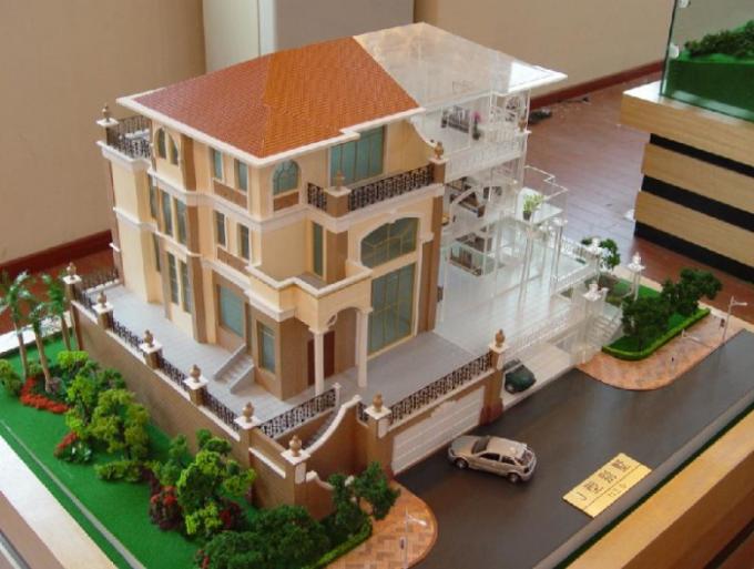 照明装置が付いている商業建物のミニチュア建築モデル