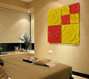 PU 3D のローズ赤く/黄色装飾的な壁パネル 600mm * 600mm